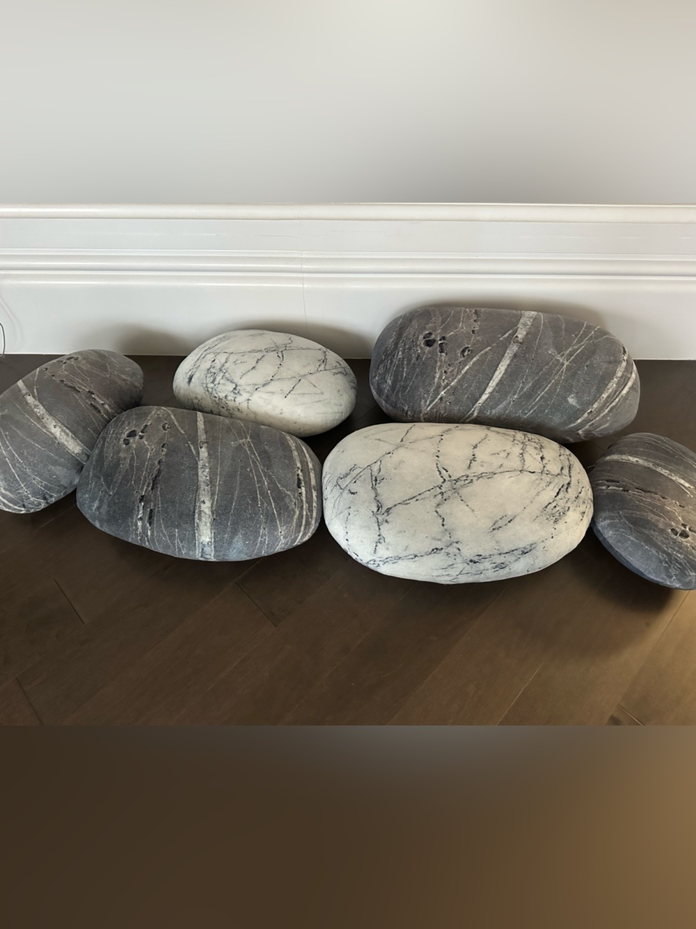 Decorative Pebble Accent Pillow - Gray and White